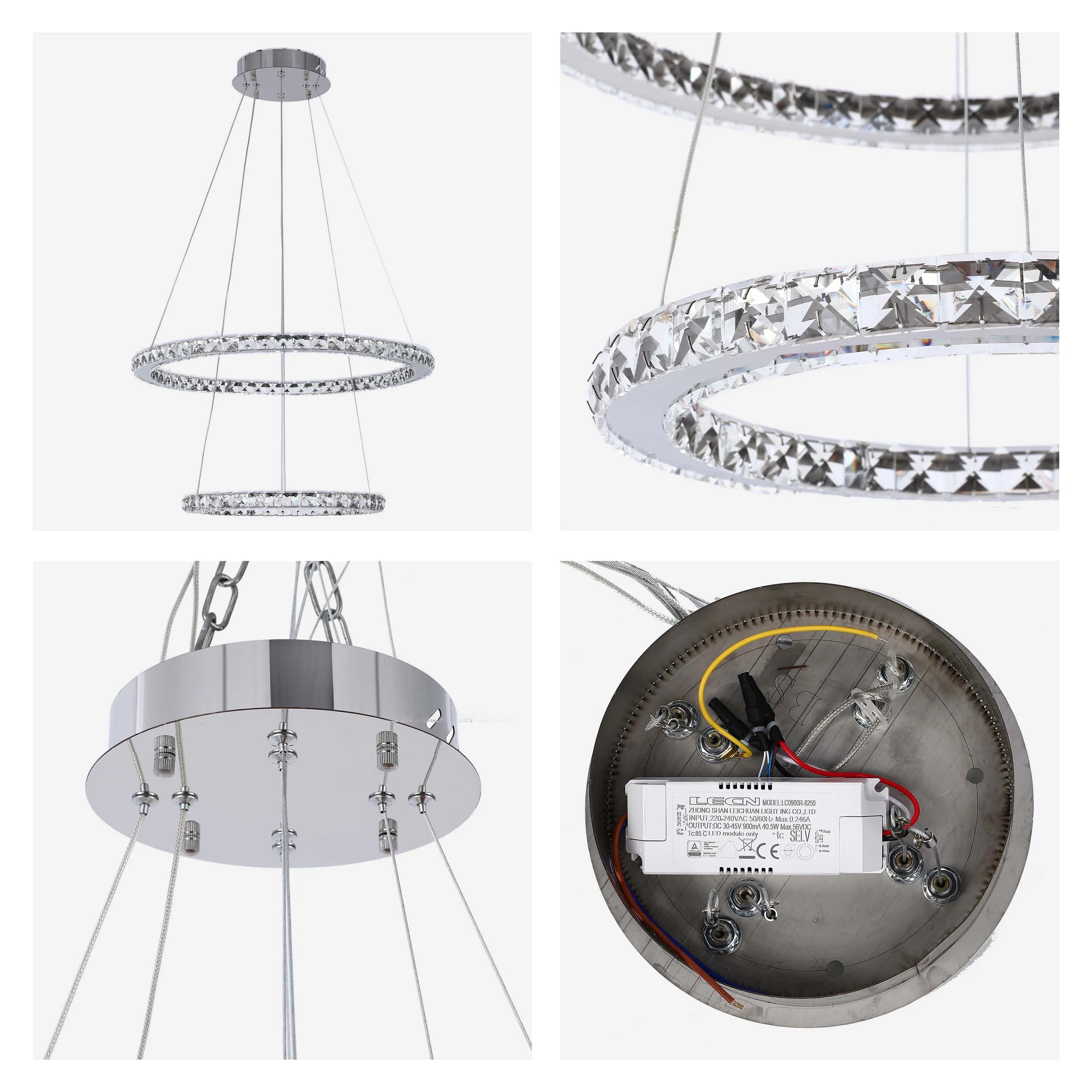 Lámpara de techo moderna candelabro de cromo y cristal