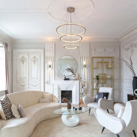 Lámpara de techo moderna candelabro de cromo y cristal