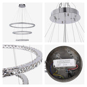Lámpara de techo moderna candelabro de cromo y cristal