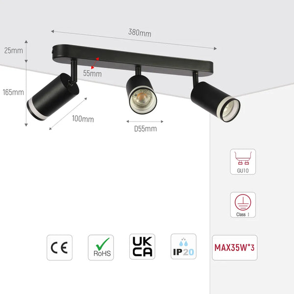 Tamaño y especificaciones técnicas del Foco Circular Glow GU10 Fixture-172-03037