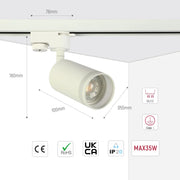 Tamaño y especificaciones técnicas del Foco de Carril Circular Glow GU10-173-03004