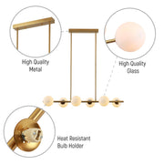 Close up shots of Gold Metal Body Opal Glass Globes Kitchen Island Chandelier Ceiling Light with 6xG9 Fittings | TEKLED 158-19716