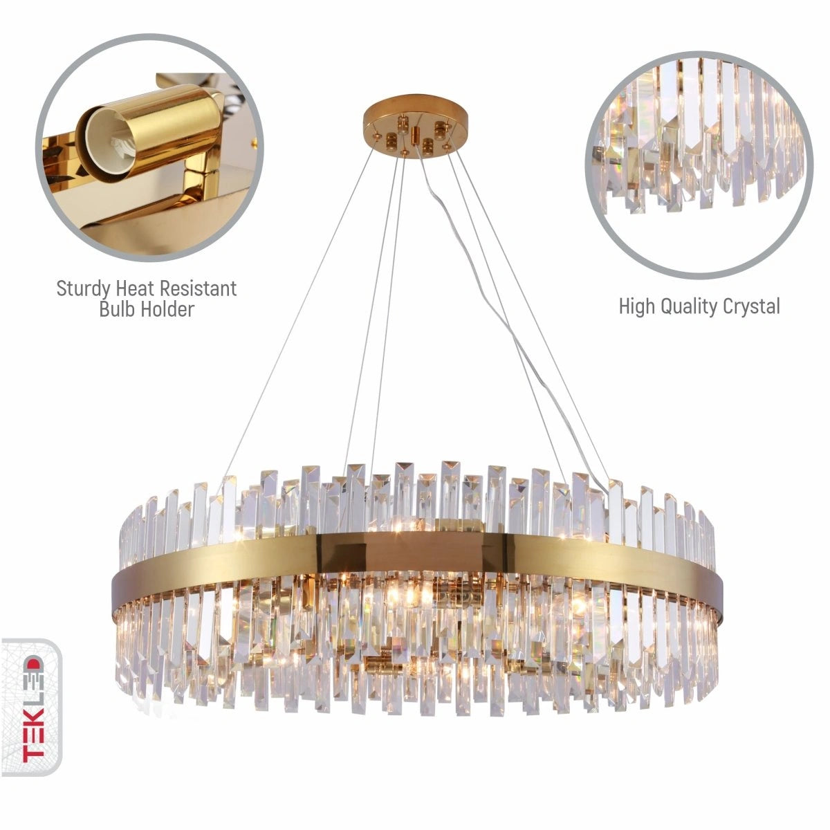 Indoor usage of Coffin Crystal Gold Metal Island Chandelier L900 with 18xE14 Fitting | TEKLED 156-19562