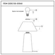 Lámpara de mesa cónica con pantalla de tela - Casquillo E27, regulable, diámetro de 245 mm