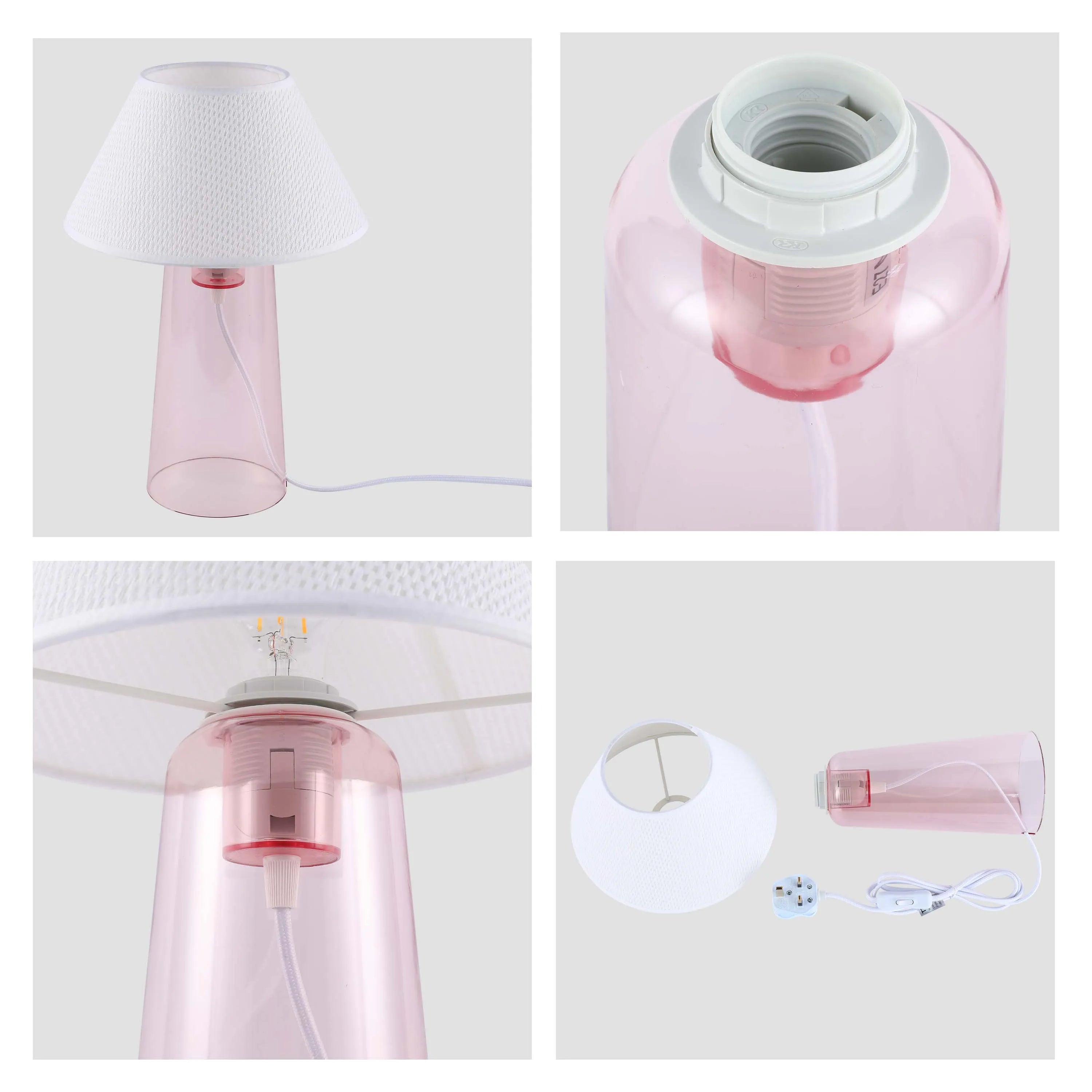 Lámpara de mesa cónica con pantalla de tela - Casquillo E27, regulable, diámetro de 245 mm