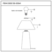 Lámpara de mesa cónica con pantalla de tela - Casquillo E27, regulable, diámetro de 245 mm