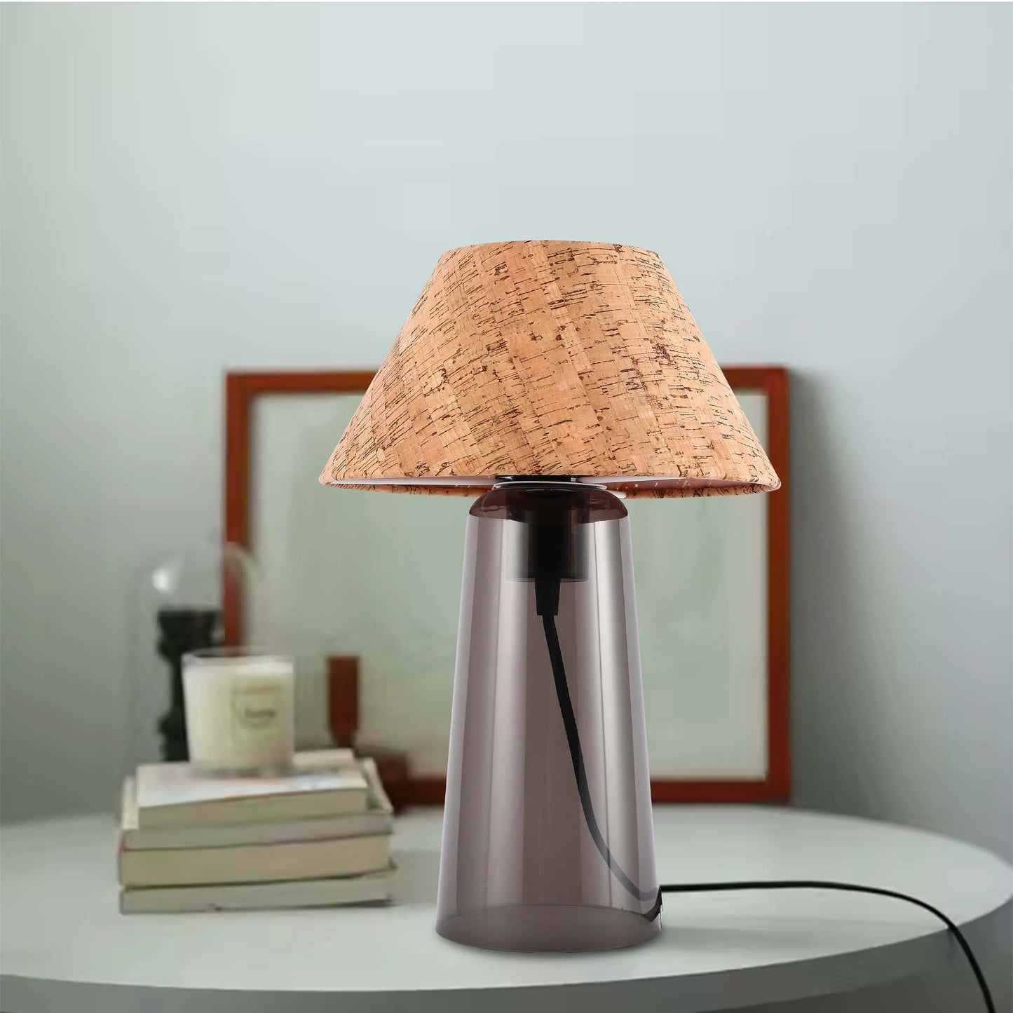 Lámpara de mesa cónica con pantalla de tela - Casquillo E27, regulable, diámetro de 245 mm