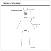 Lámpara de mesa cónica con pantalla de tela - Casquillo E27, regulable, diámetro de 245 mm