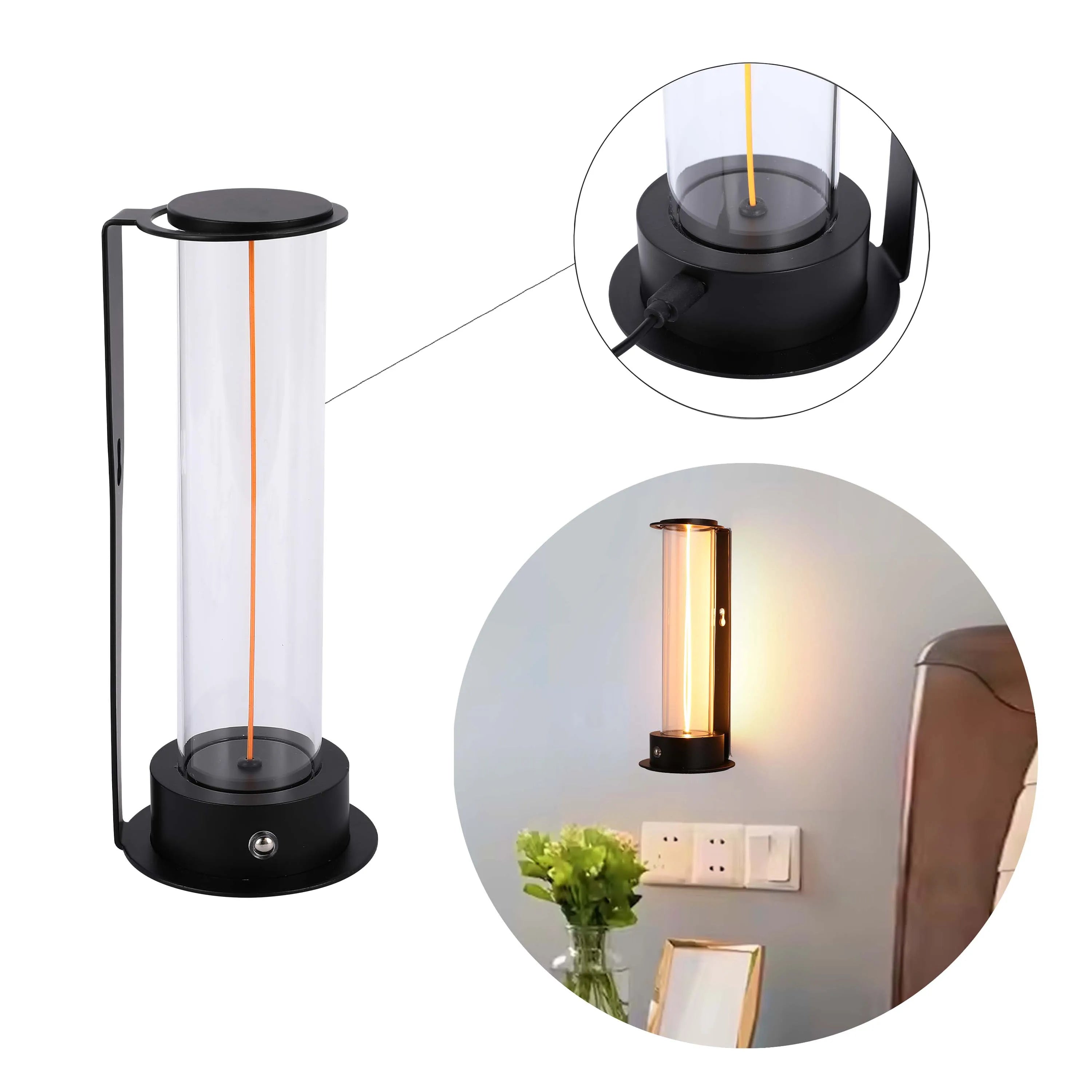Lámpara de mesa LED inalámbrica con atenuación táctil - Blanco cálido 2600K, recargable, aluminio y vidrio