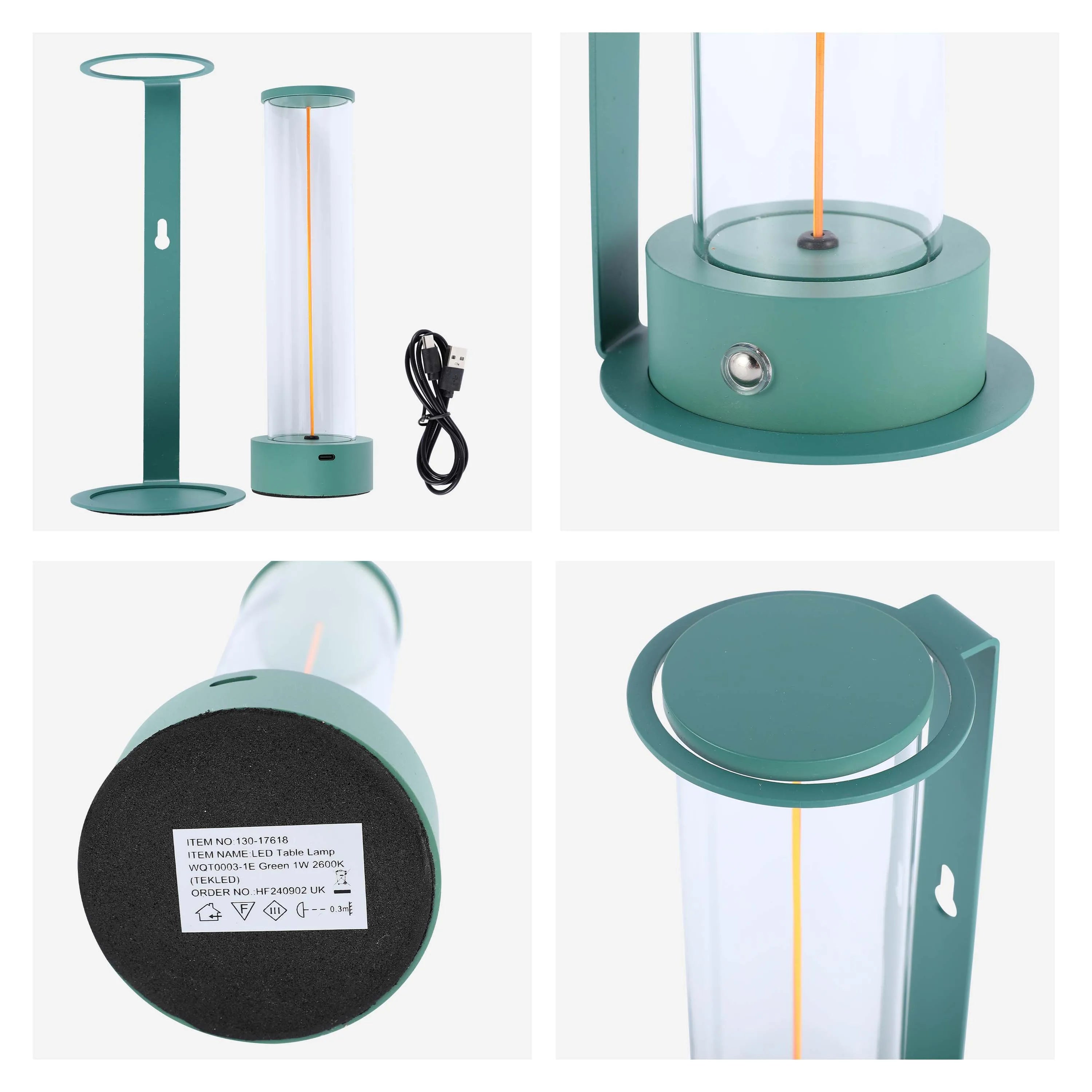 Lámpara de mesa LED inalámbrica con atenuación táctil - Blanco cálido 2600K, recargable, aluminio y vidrio