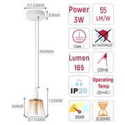 Lámpara LED Lampara Colgante J wattsD0344-1B Color Blanco 3 watts 3000K
