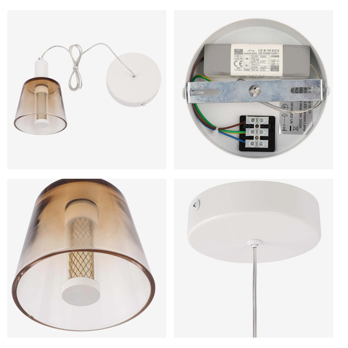 Lámpara LED Lampara Colgante J wattsD0344-1B Color Blanco 3 watts 3000K