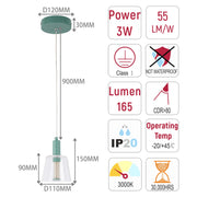 Lámpara LED Lampara Colgante J wattsD0344-1B Green 3 watts 3000K