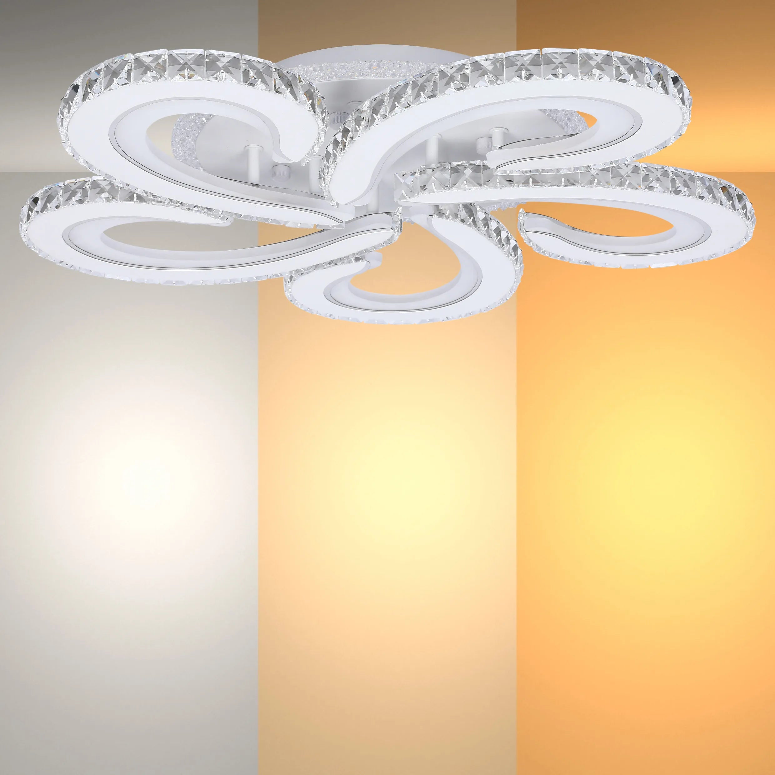 Lámparas de techo LED con cristal - Diseños floral, doble anillo, doble cuadrado, anillo cuádruple