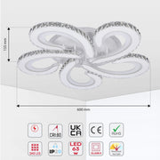 Lámparas de techo LED con cristal - Diseños floral, doble anillo, doble cuadrado, anillo cuádruple