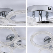 Lámparas de techo LED con cristal - Diseños floral, doble anillo, doble cuadrado, anillo cuádruple