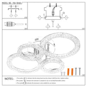 Lámparas de techo LED con cristal - Diseños floral, doble anillo, doble cuadrado, anillo cuádruple