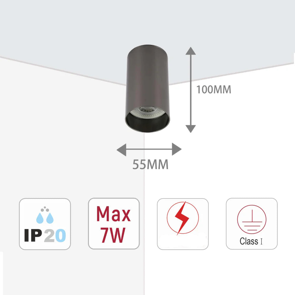Montaje Superficial Downlight Fijo Cilíndrico GU10