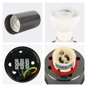 Montaje Superficial Downlight Fijo Cilíndrico GU10