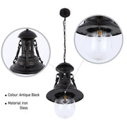 Lámpara Colgante Vintage Industrial con Cúpula Negra E27