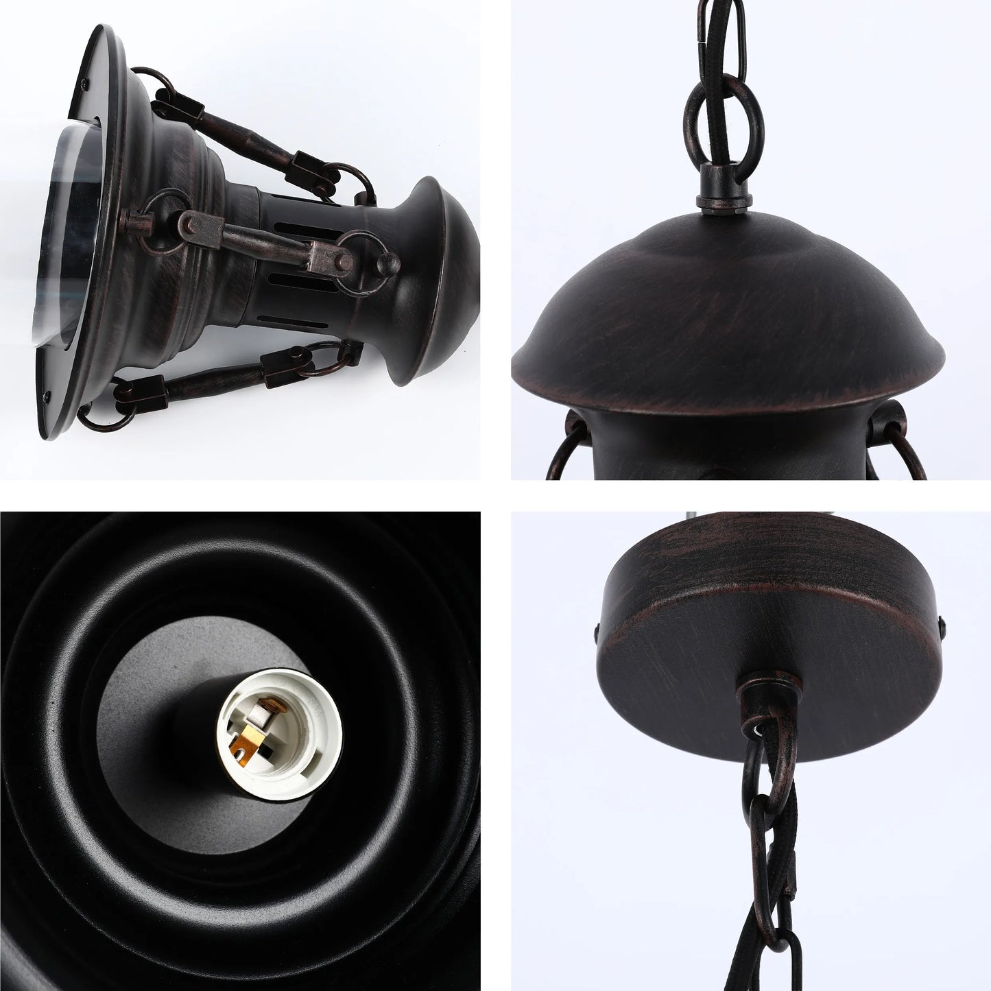 Lámpara Colgante Vintage Industrial con Cúpula Negra E27