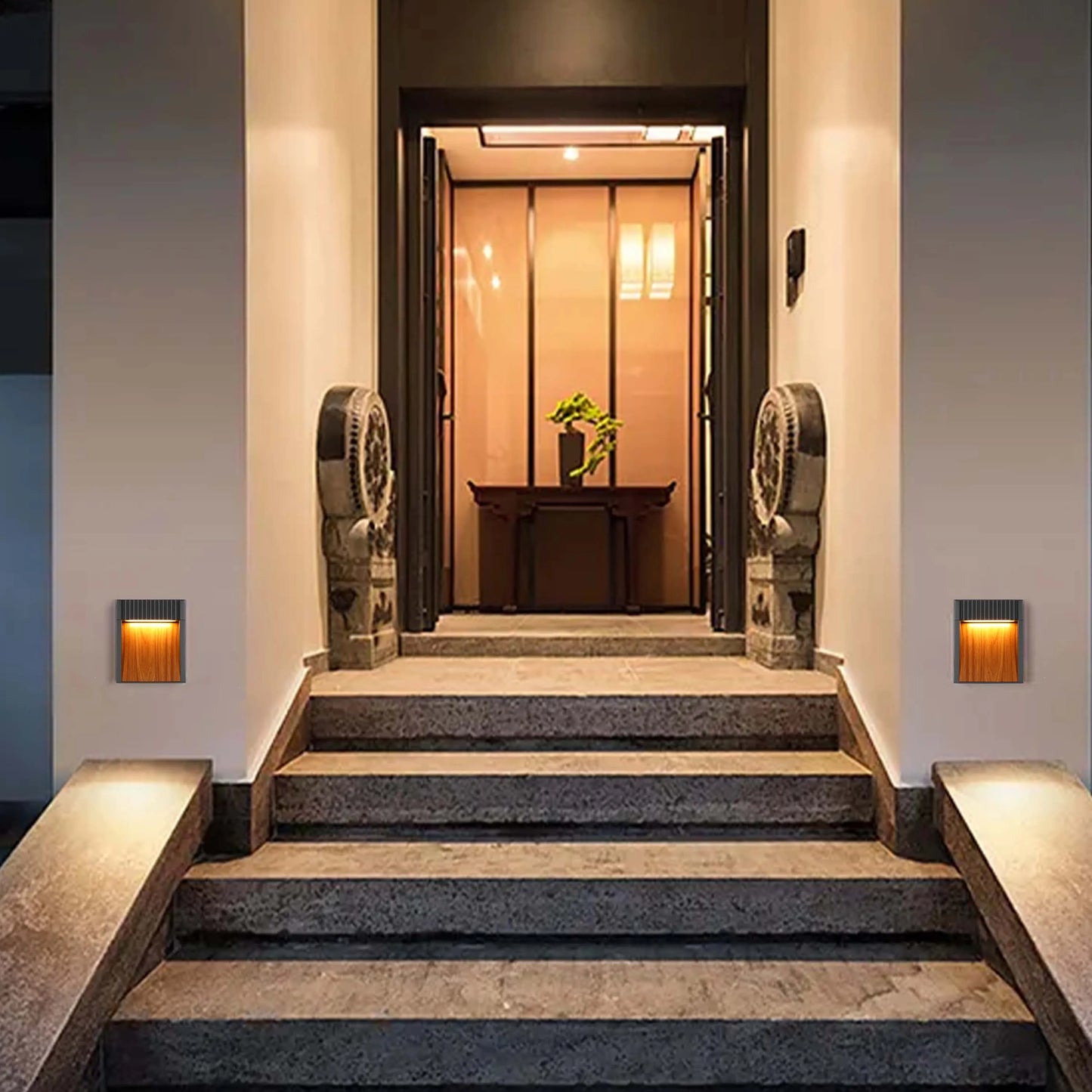 Lámpara de pared para exterior efecto madera color gris oscuro