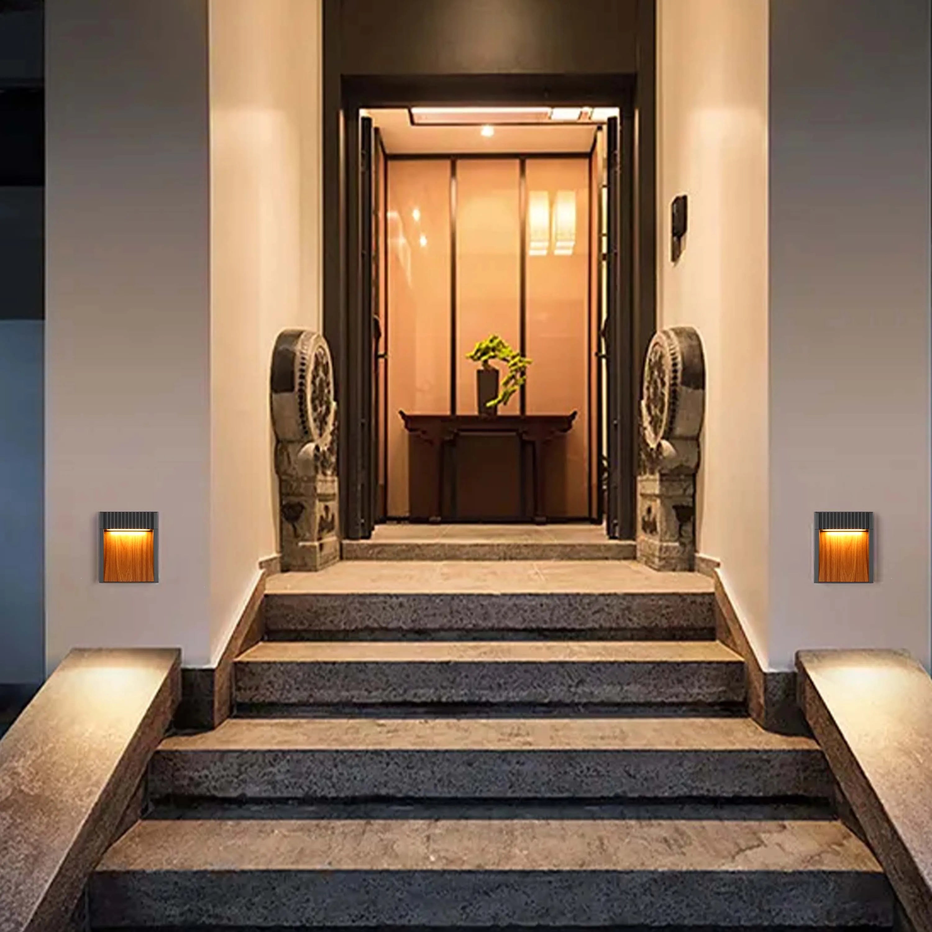 Lámpara de pared para exterior efecto madera color gris oscuro