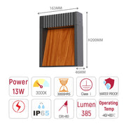 Lámpara de pared para exterior efecto madera color gris oscuro