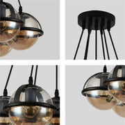 Detailed shots of Amber Globe Glasses Daisy Modern Ceiling Light with 7xE27 Fittings | TEKLED 150-18105