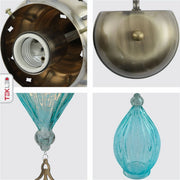 Detailed shots of Blue Glass Antique Bronze Metal Body Moroccan Style Wall Light with E27 Fitting | TEKLED 151-194581