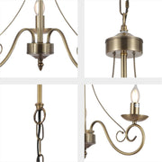 Detailed shots of Candle Vintage Antique Brass French Chandelier Ceiling Light 3xE14 | TEKLED 152-17618