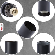 Tomas detalladas del Downlight Cilíndrico Negro para Montaje Superficial con Portalámparas GU10 | TEKLED 172-03020