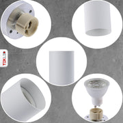 Tomas detallados de Downlight Cilíndrico Blanco de Montaje en Superficie con Portalámparas GU10 | TEKLED 172-03022