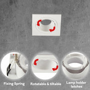 Detailed shots of Rectangle Polycarbonate Tilt Recessed Downlight GU10 White or Black Single Double Triple | TEKLED 164-03023