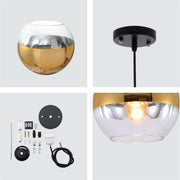 Detailed shots of Gold Out Silver In Globe Glass Pendant Ceiling Light E27 | TEKLED 159-17742