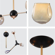 Detailed shots of Amber Bell Glass Sputnik Gold Semi Flush Ceiling Light E27 | TEKLED 159-17720