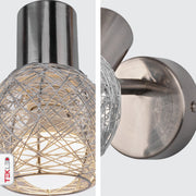 Detailed shots of Matte Nickel Metal Silver Globe Nest Wall Light with E14 Fitting | TEKLED 151-19693