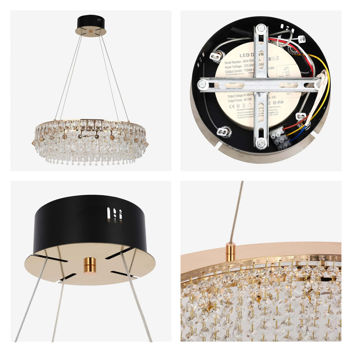 Crystal Gold Ceiling Lampara decorativa, Modelo Light Q89109 85 watts 3 Colour D600mm