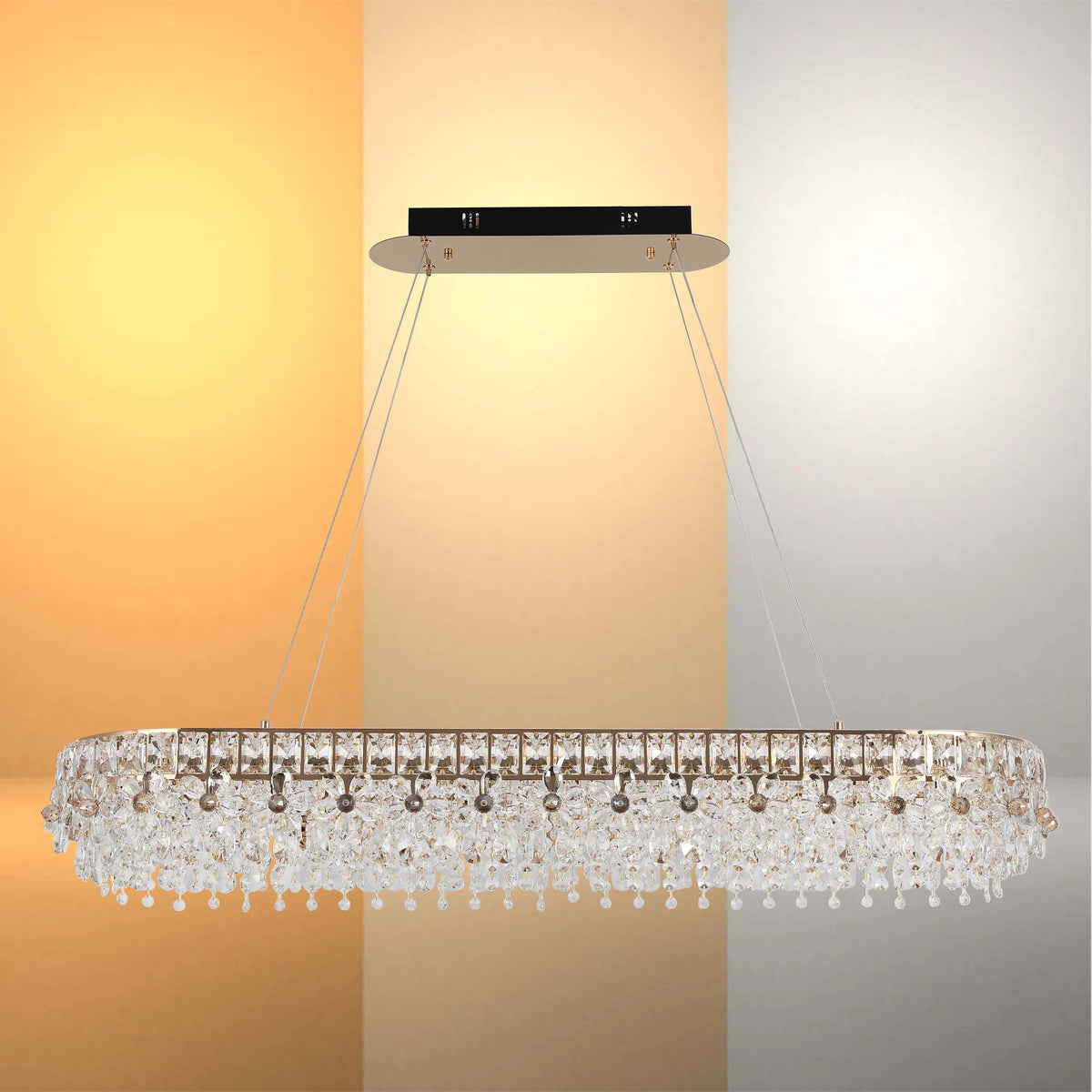 Crystal Gold Ceiling Lampara decorativa, Modelo Light Q89109 85 watts 3 Colour  L 1200mm