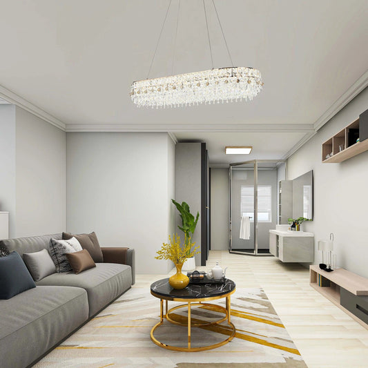 Crystal Gold Ceiling Lampara decorativa, Modelo Light Q89109 85 watts 3 Colour L 1200mm