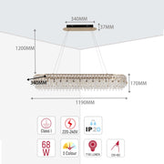 Crystal Gold Ceiling Lampara decorativa, Modelo Light Q89109 85 watts 3 Colour  L 1200mm
