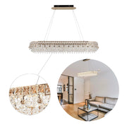 Crystal Gold Ceiling Lampara decorativa, Modelo Light Q89109 85 watts 3 Colour  L 1200mm