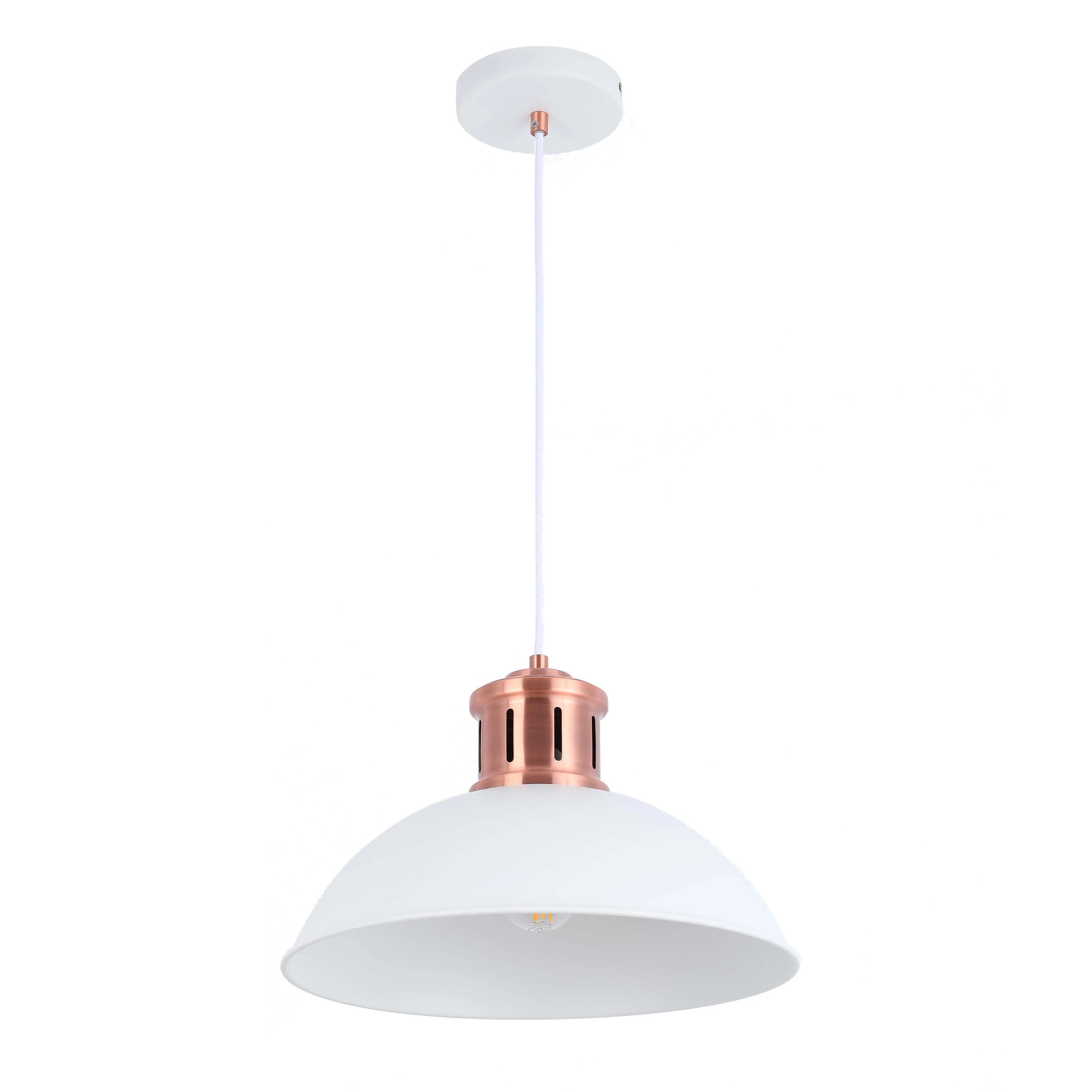 Lámpara colgante tipo cúpula con acabado en cobre - Casquillo E27, regulable, 370 mm de diámetro