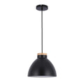 Lámpara colgante tipo cúpula con detalle en madera – Casquillo E27, máximo 40W, IP20