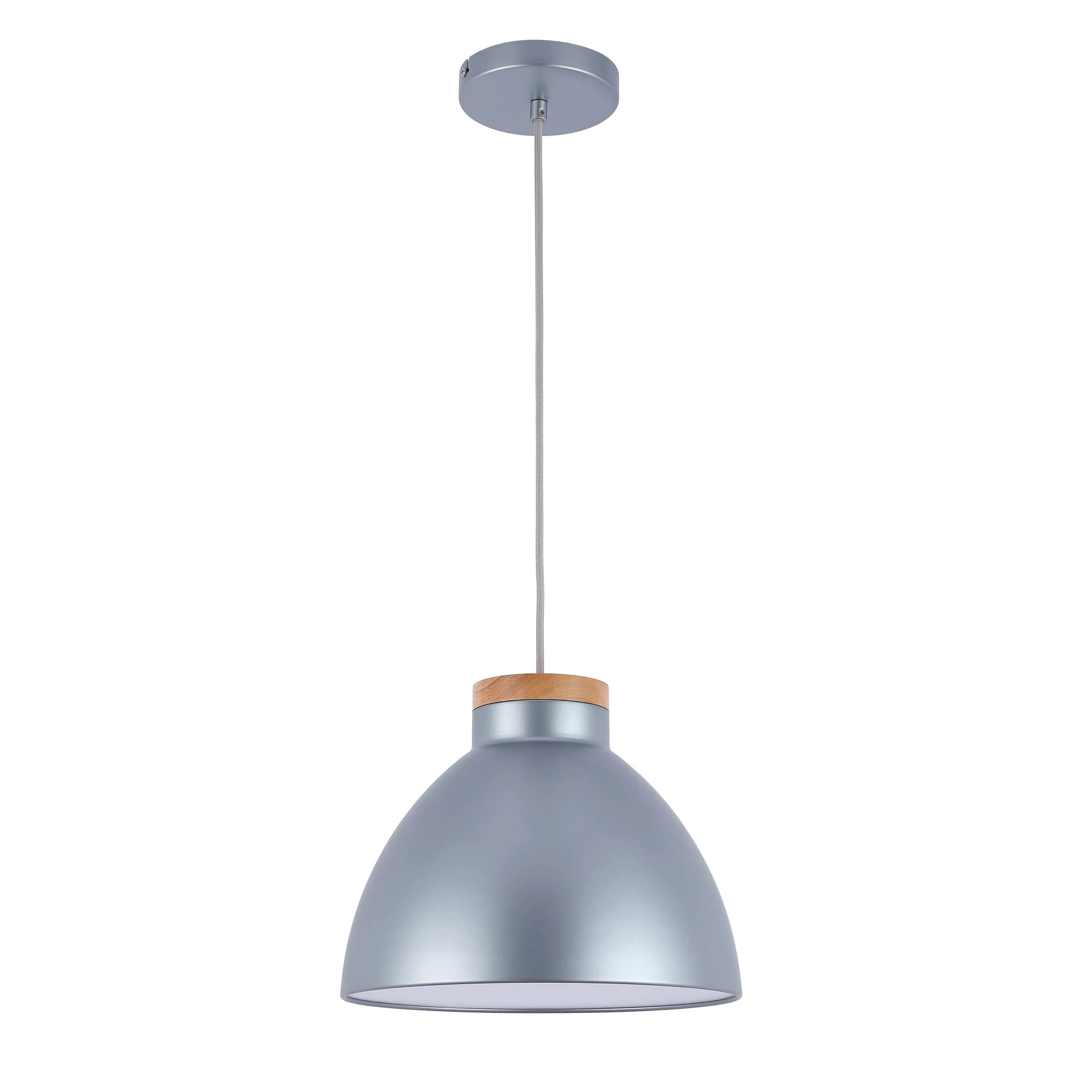 Lámpara colgante tipo cúpula con detalle en madera – Casquillo E27, máximo 40W, IP20