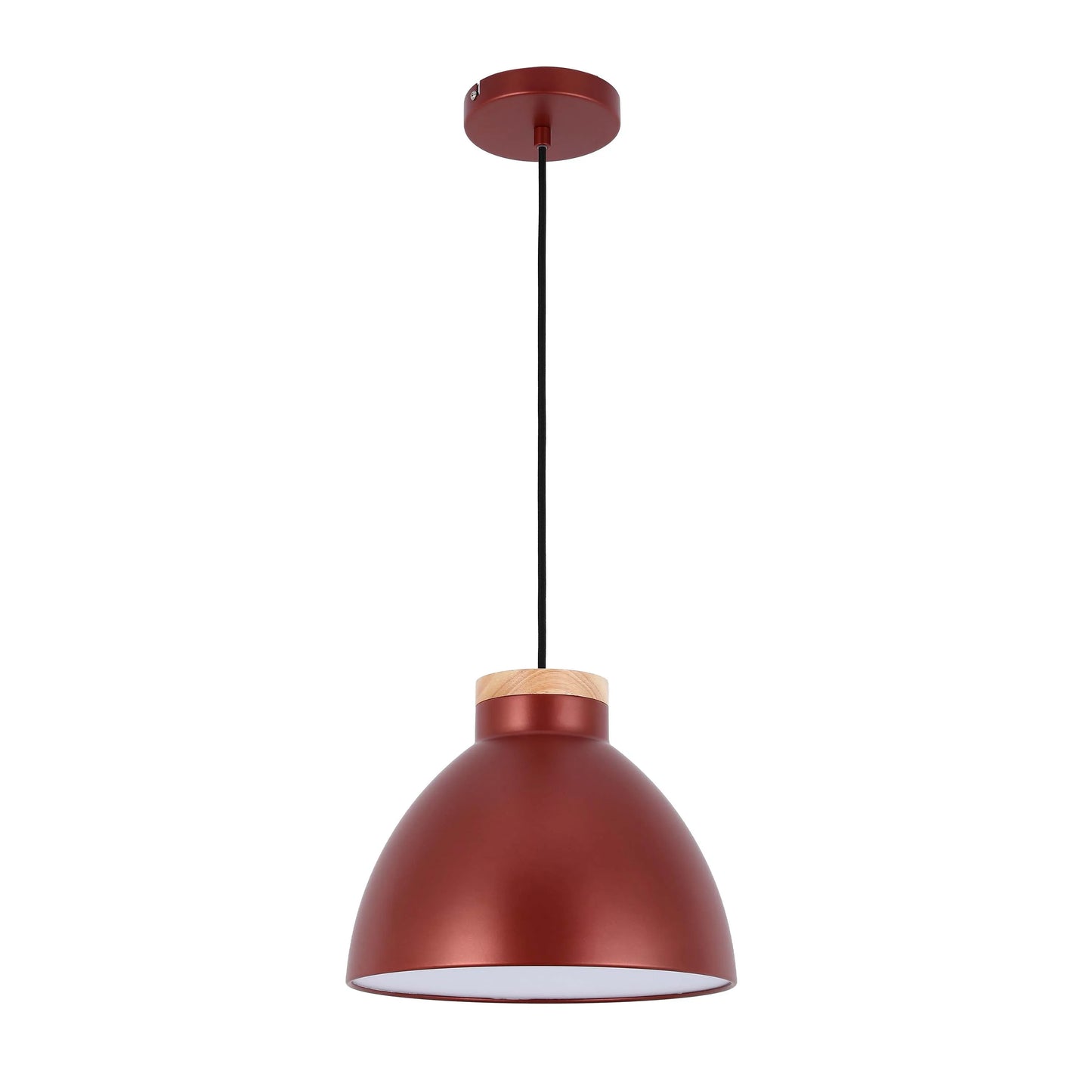 Lámpara colgante tipo cúpula con detalle en madera – Casquillo E27, máximo 40W, IP20