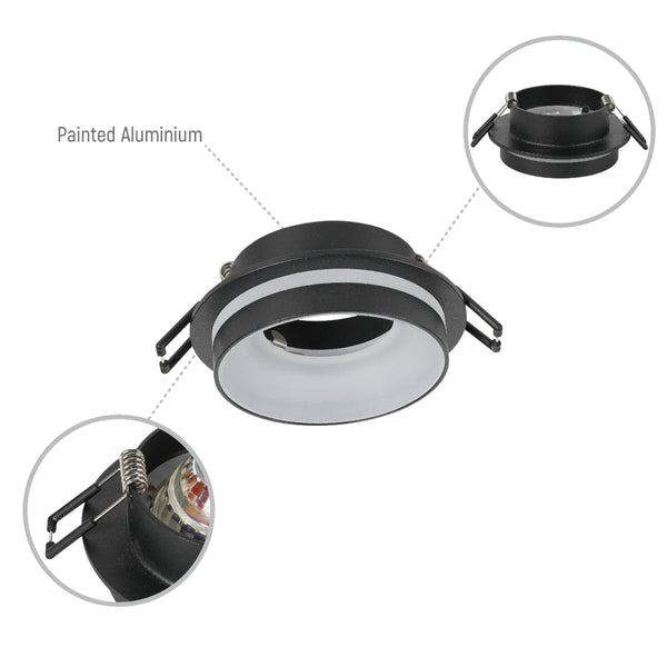 Imagen de un downlight empotrado de aluminio con detalle en acrílico, ideal para iluminar cocinas con estilo contemporáneo.