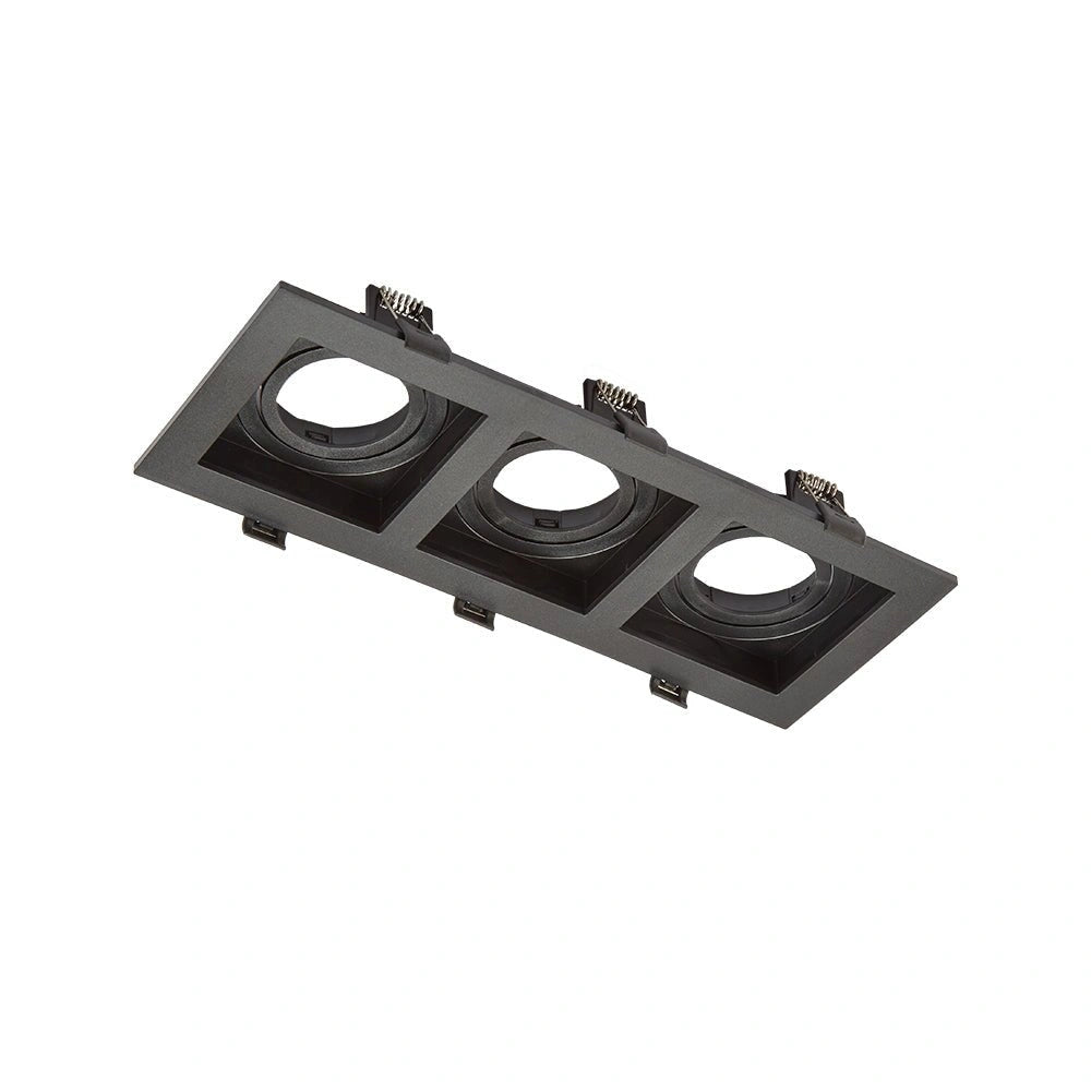 Main image of Polycarbonate Grill Tilt Recessed Downlight GU10 Black 3 Lamp 164-03019
