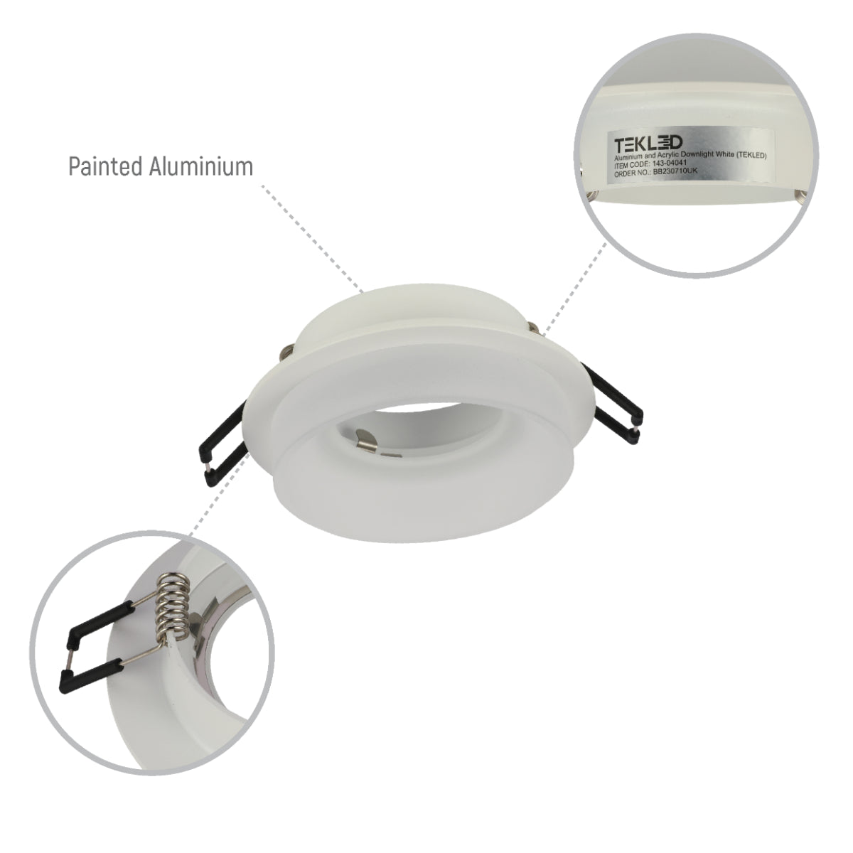 Foco empotrable de aluminio con difusión opal, perfecto para iluminar espacios modernos como salones o cocinas contemporáneas.