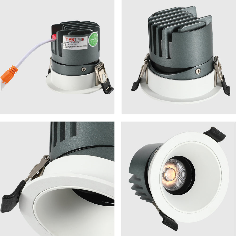 Downlight LED COB ajustable de 10W, ideal para salas modernas, ofreciendo iluminación precisa y elegante para cualquier espacio.